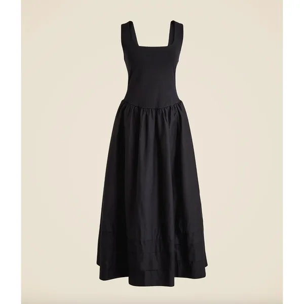 J.Crew Drop Waist Mixy Dress Midi Cotton A Line Retro Minimalist Black Large NWT - Image 4