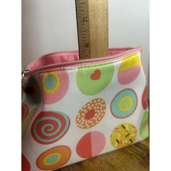 Clinique Cosmetic Bag Donut Pattern Zipper Pouch Pink Interior Makeup Case - Image 7