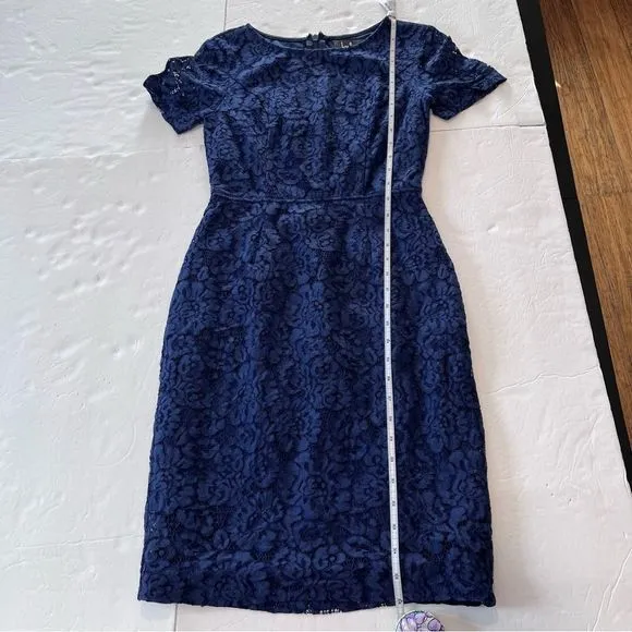 Lulus Polished to Perfection Navy‎ Blue Lace Sheath Dress MEDIUM - Image 9
