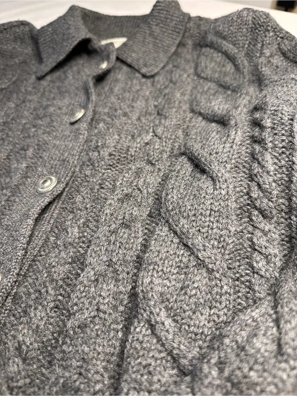 Ann Taylor Womens S 100% Wool Cable Knit Cardigan Sweater Gray Vintage 80/90’s - Image 7