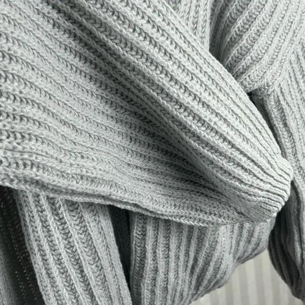 SHEIN Gray Balloon Sleeve Open Front Cardigan Sweater Large Knit Cozy EUC - Image 6
