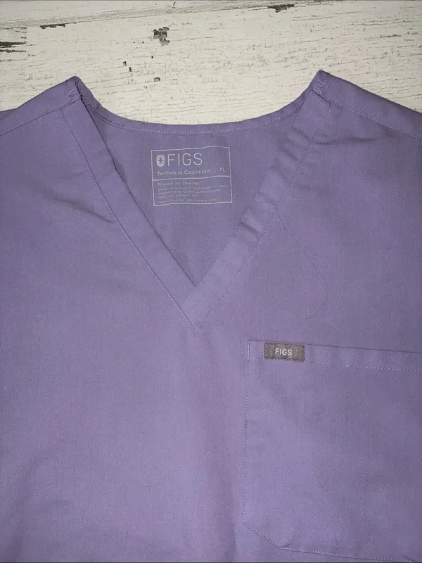 Figs Women's V-Neck Scrub Top in Lavender Size XL - Image 4