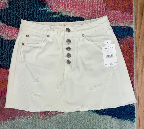 Free People NWT White Denim Skirt - Image 2