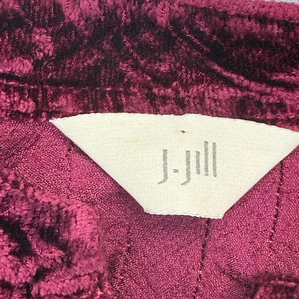 J. Jill Womens LT Tall Burgundy Crushed Velvet Pintuck Button Front Tunic Top - Image 2