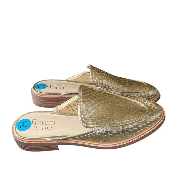 NEW Franco Sarto Aimee Gold Loafer Mule Slip On Eyelet Detail Comfort 7.5 - Image 8