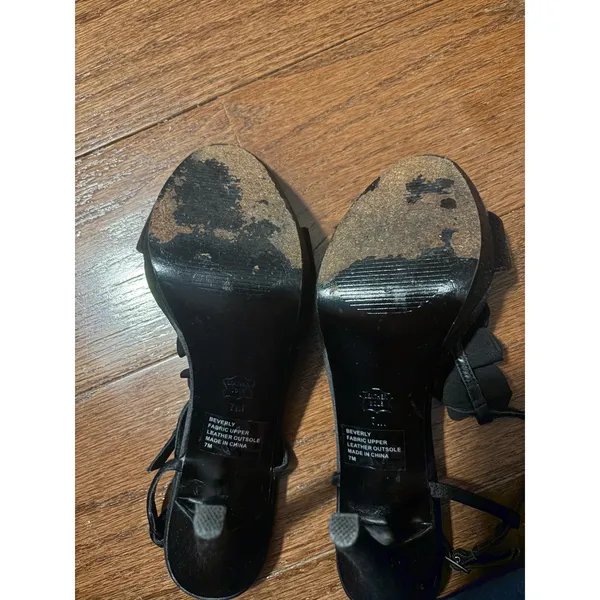 White House Black‎ Market Beverly Heels Floral Rosette Black Satin Platform 7M - Image 7