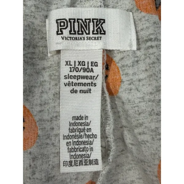 PINK Victorias Secret Pajama Shorts Womens XL Gray Pumpkin Halloween Cotton - Image 9