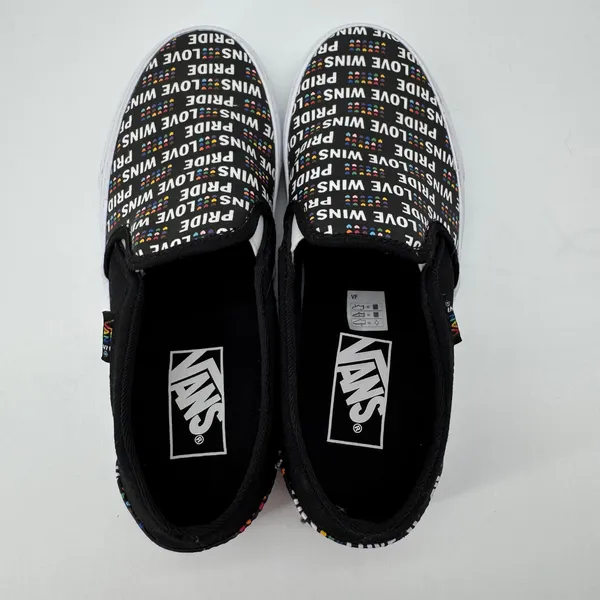 Vans‎ Slip-On Pride Love Wins Women 6.5 Black Rainbow Glitter Sneakers - Image 6