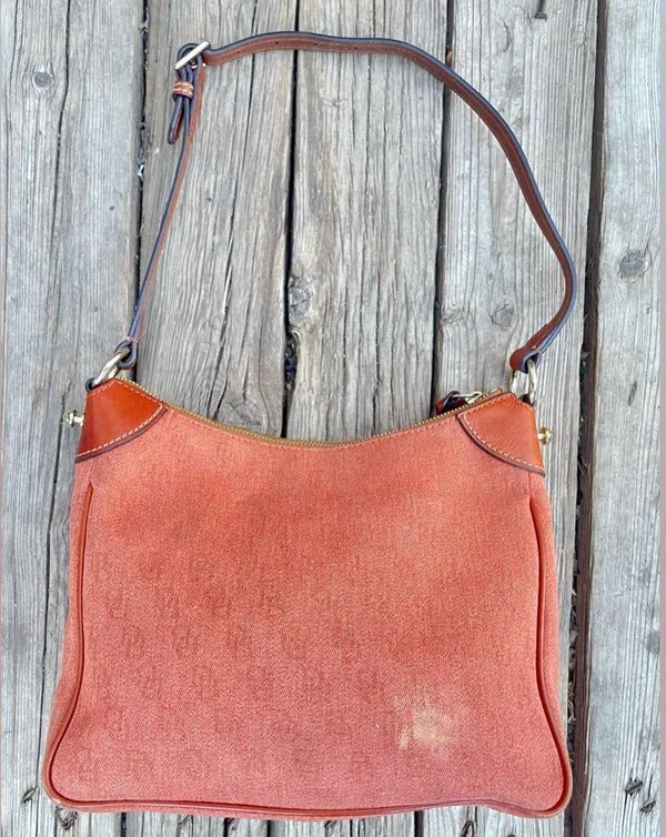 Dooney & Bourke Purse Orange Logo Canvas Monogram Hobo Bag - Image 6