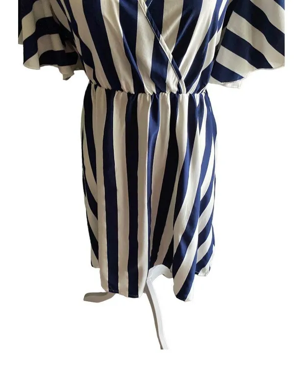 Adorable navy blue and white striped dress - Image 4