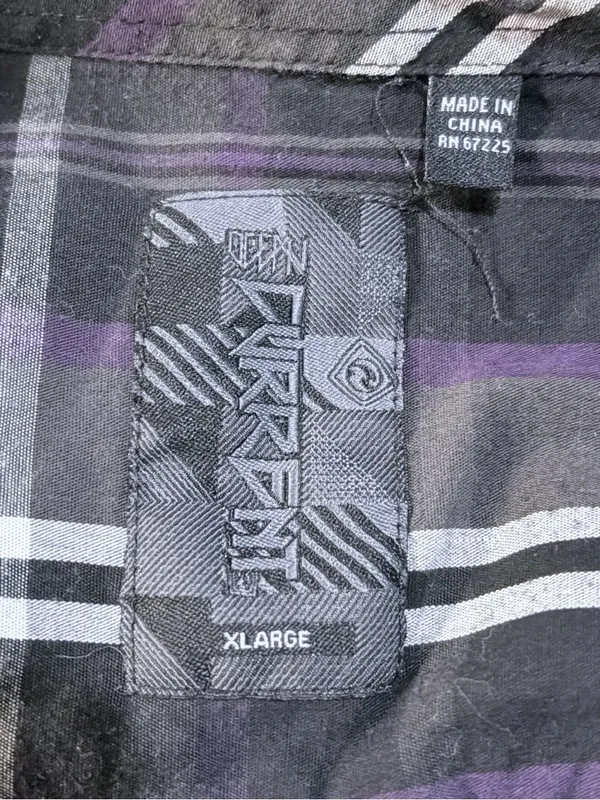 Men’s Black and Purple Plaid Casual Button Down Shirt XL GUC - Image 3