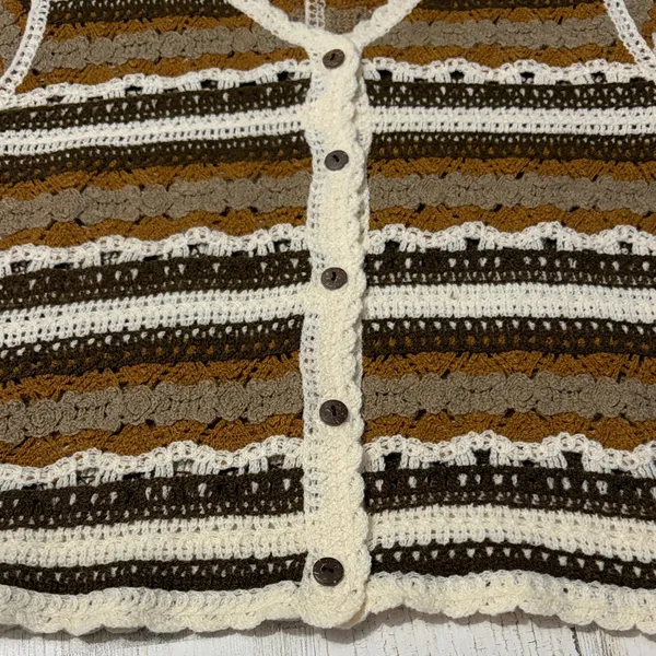 Ultra Pink Brown and Cream Striped Crochet Top - Image 4