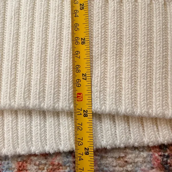Banana Republic Cream White Oversized Chunky Knit V-Neck Sweater 100% Cotton Lrg - Image 8