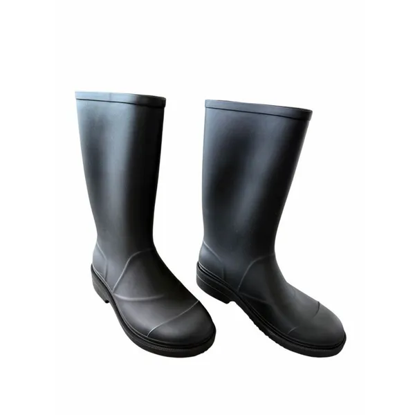 Jeffrey Campbell Matte Black Tall Rubber Rain Boots Size 10 Round Toe - Image 2