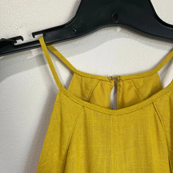 Altar'd State Yellow Mustard Linen Blend High Neck‎ Swing Dress Sz Small - Image 3