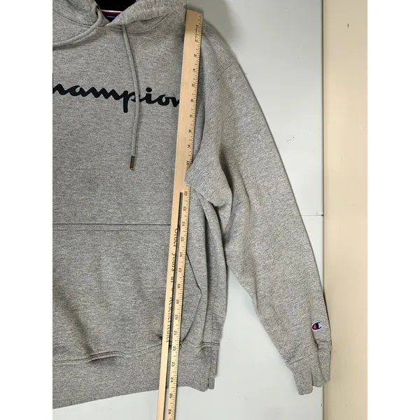 Champion Womens Hoodie Sweatshirt‎ Gray Pullover Long Sleeve Spellout Small - Image 15