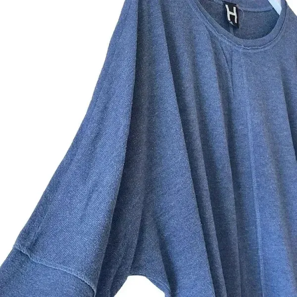 H by Bordeaux Blue Navy Soft Boat Neck Dolman Long Sleeves SZ L - Image 7