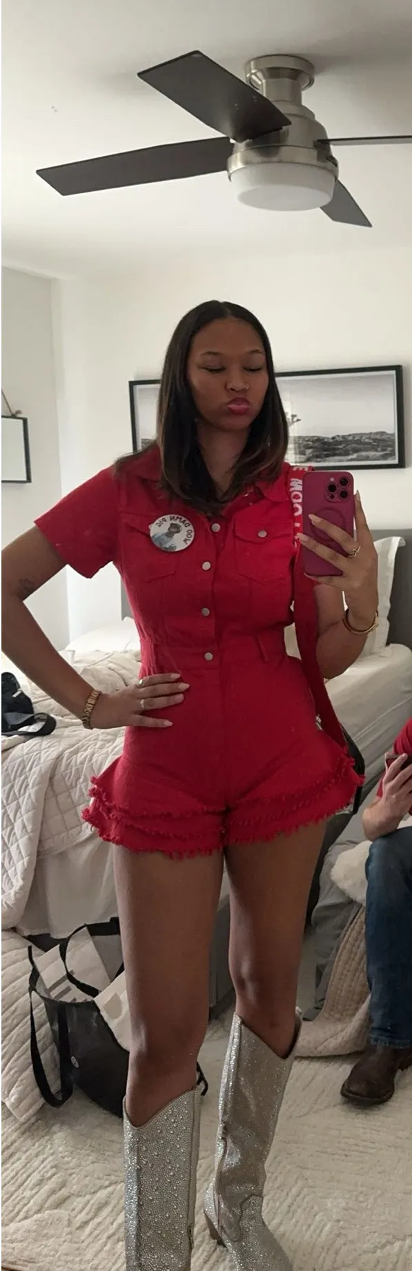 These Three Boutique Romper Denim red - Image 4