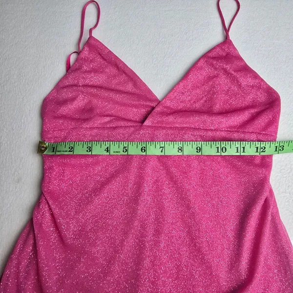 Superdown Sydney Glitter Mini Dress Hot‎ Pink Cami Straps Bodycon Party Size M - Image 11