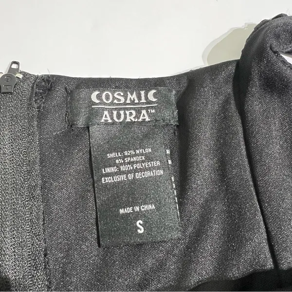 Cosmic Aura Black Lace Corset Midi Dress Size S | Gothic Dark Academia - Image 3