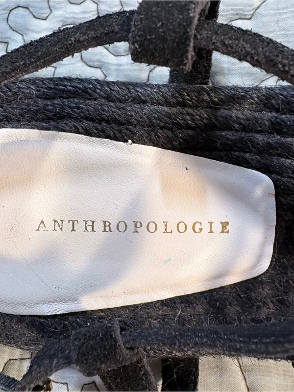Anthropologie Fringed Rope Tassel Sandals Black White Woven Boho Sandals Sz 8💛 - Image 7