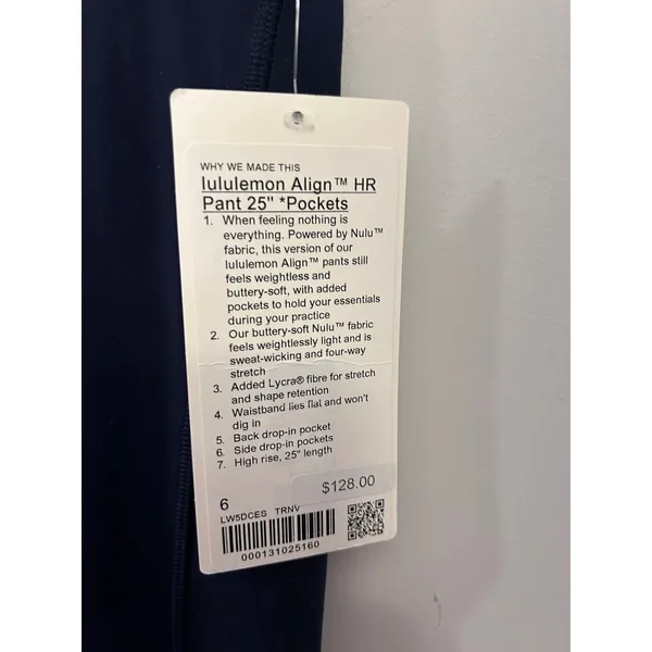 Lululemon Align HR pant 25” size 6 with pockets True Navy New with Tags - Image 4