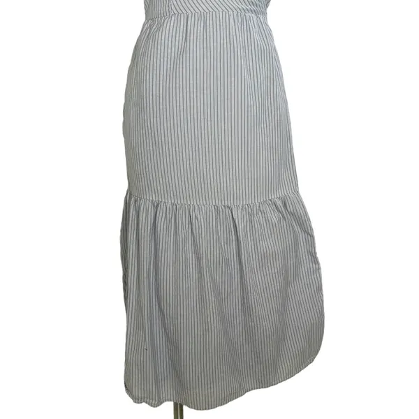 GAP Women's Striped Lace Midi Wrap Dress Tie Waist Flutter Sleeve‎ Blue Size M - Image 9