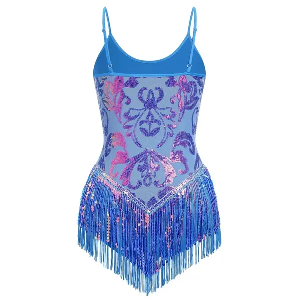 NWOT Sequin Fringe Bodysuit Sparkly Tassel Dance Rave Costume XS - Image 2