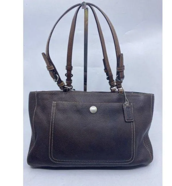 coach medium bag handbag brown leather shoulder ba - Image 2