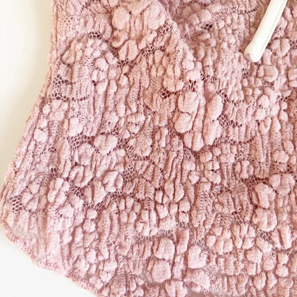 Edikted Womens Pink Girly Contrast Sheer Lace Coquette‎ Ruffle Cami Top Size XS - Image 2