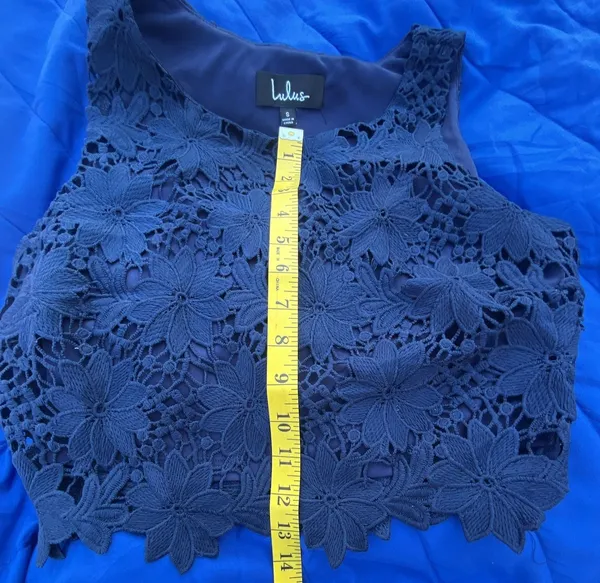 Lulus Navy Blue Floral Lace Two-Piece Set Size S - Image 15