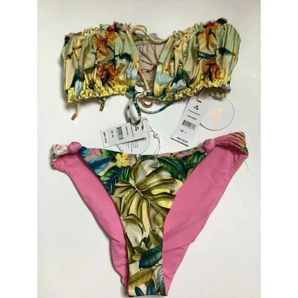 New. Pilyq/PQ oasis ruched reversible bikini. L-top/M-bottom. Retails $156 - Image 11