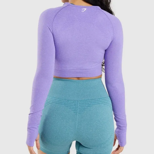 Gymshark Vital Seamless 2.0 Long Sleeve‎ Crop Top Bright Purple Marl size XL - Image 3