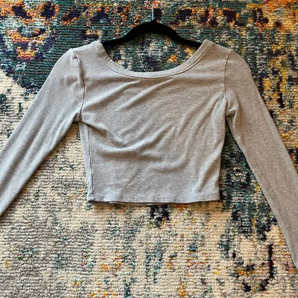 Amazon Y2k Skinny Long Sleeve Backless Crop Top Square Neck Bodycon Shirt - Image 10
