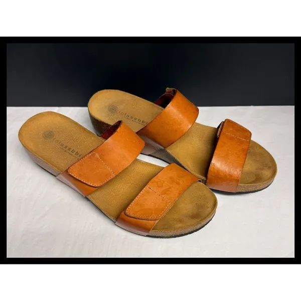 Lola Sabbia Eric Michael Sandals Womens 40 Brown Leather Wedge Slides Spain - Image 3