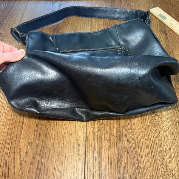 Y2K Black Studded Faux Leather Hobo‎ Shoulder Bag Brass Hardware Western Boho - Image 15
