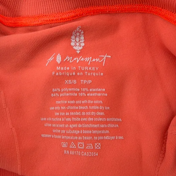 FP Movement Good Karma Ribbed High Rise Bike Shorts XS S Neon Coral Orange Yoga - Image 5