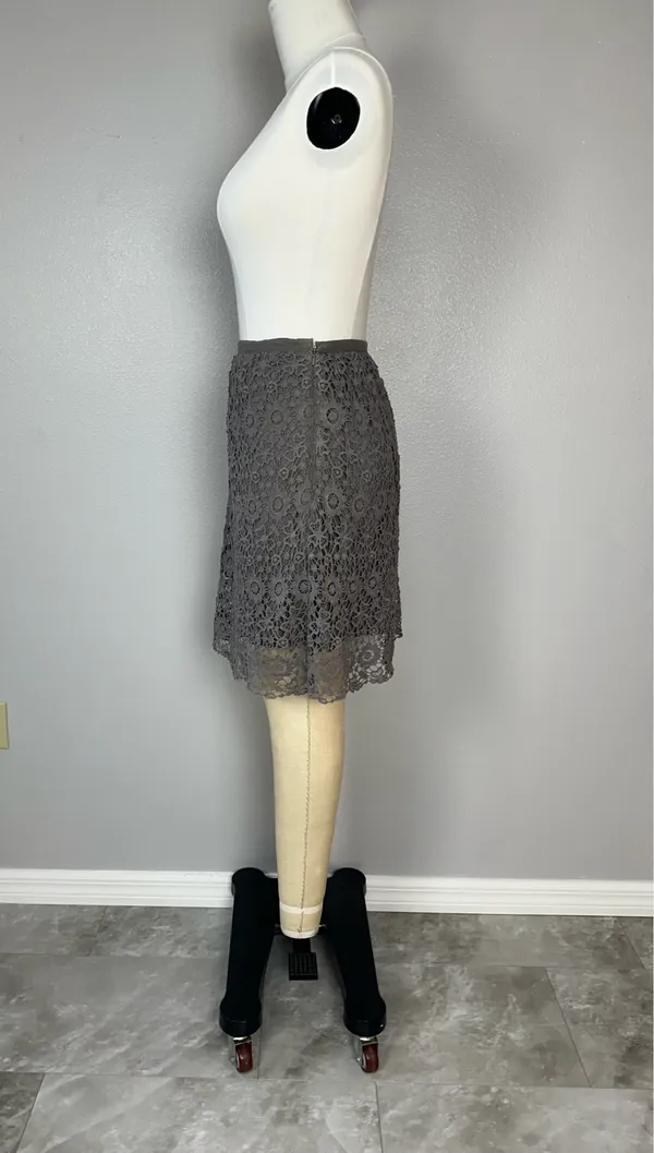 Solitaire Ravi Khosla Skirt Size S Cotton Lace Grey Elegant Gothic Crochet Midi Office - Image 3