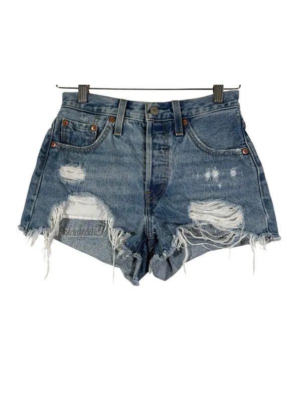 Levi's 501 High Waist Distressed Cut Off Jean Shorts Size 24 - Image 2