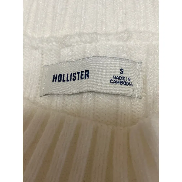 Hollister White Rib Knit Long Sleeve Mock Neck Ribbed Knit Mini A Line Dress S - Image 5