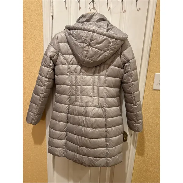 Guess Womens M Puffer Grey Hooded Jacket Black Size M - Image 8