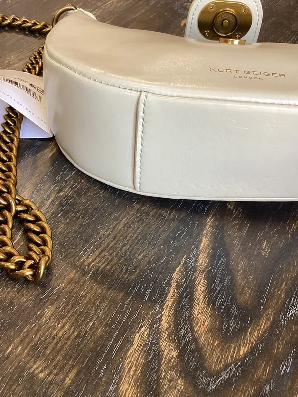 Kurt Geiger London Small Chelsea Chain Strap Beige Leather Crossbody Bag - Image 7