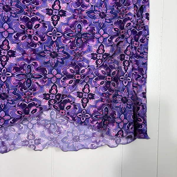 Paris Blues Vintage Y2K Asymmetrical Hem Purple Witchy Pattern Skirt Large L 90s - Image 2