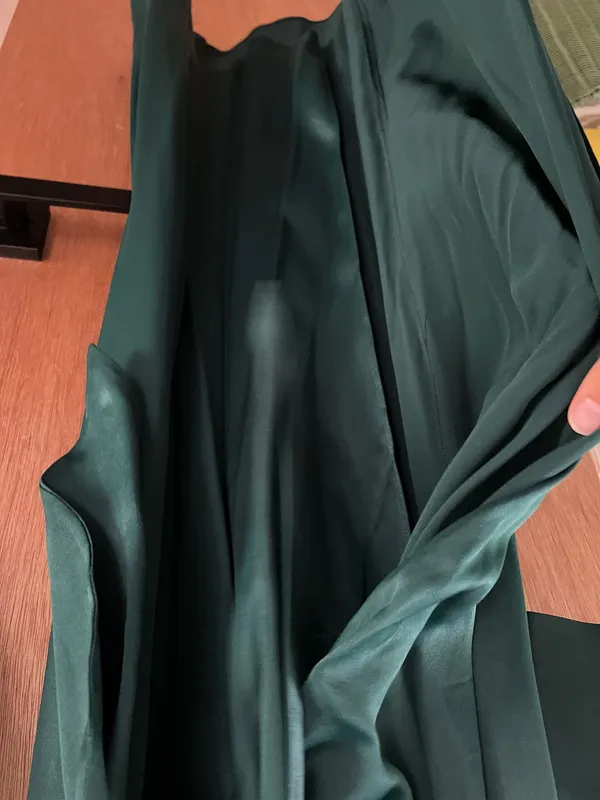 Zara forest teal green satin silky maxi tie dress - Image 9
