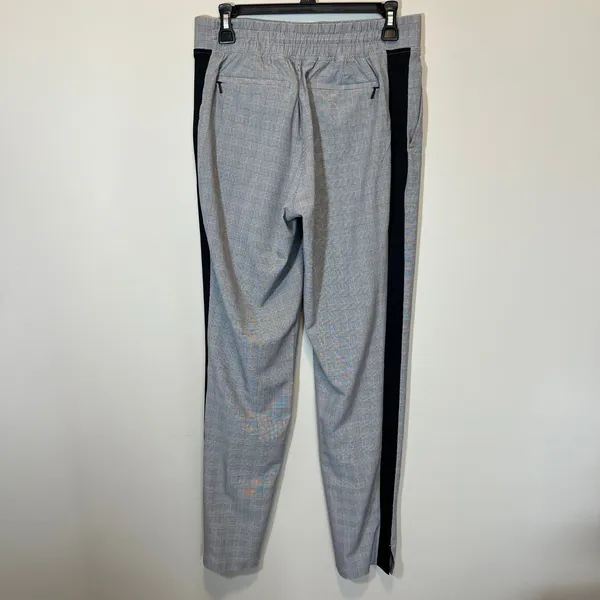 Athleta Brooklyn Ankle Pant Grey Glen Plaid Black Side Stripe Tapered Size 4T - Image 6
