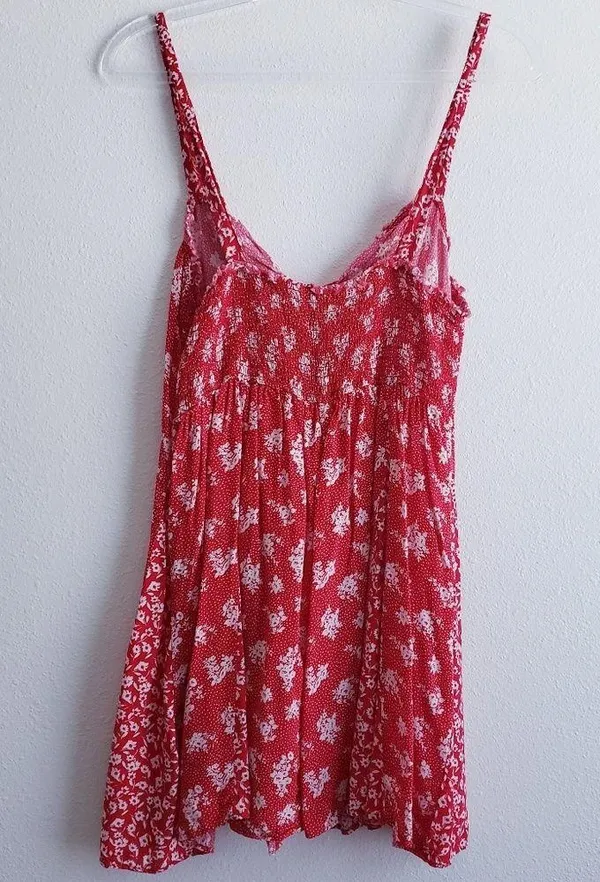 Free People Dont Dare Red Mixed Floral Mini Dress - Image 5