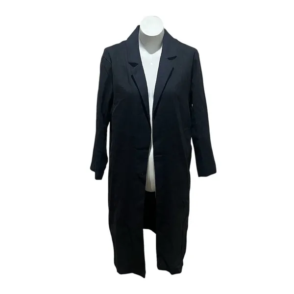 All:Row Women's Black Long Blazer Coat Medium Linen - Image 11
