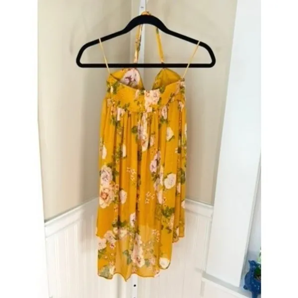 Free People Mustard Floral Halter High-Low Tunic Top XS - Image 3