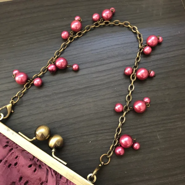 Tara Jarmon for Target Purple Eyelet Mini Purse Clutch with Beaded Handle Strap - Image 2