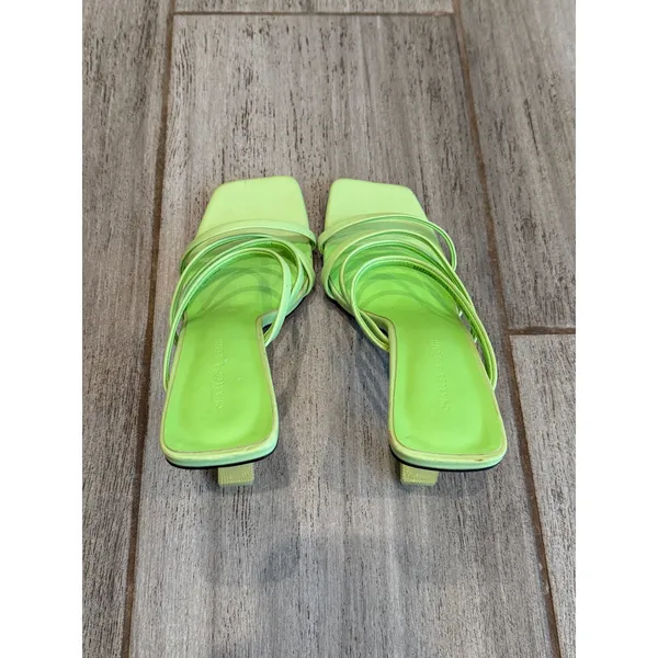 Charles & Keith Mules Women 37 Green Strappy Transparent Heel Trendy Chic Sandal - Image 3
